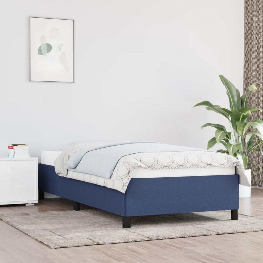 Bettgestell aus Stoff und Holzwerkstoff in Blau