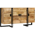 Vitrine aus Massivholz und Mangoholz mit einem Metallgestell