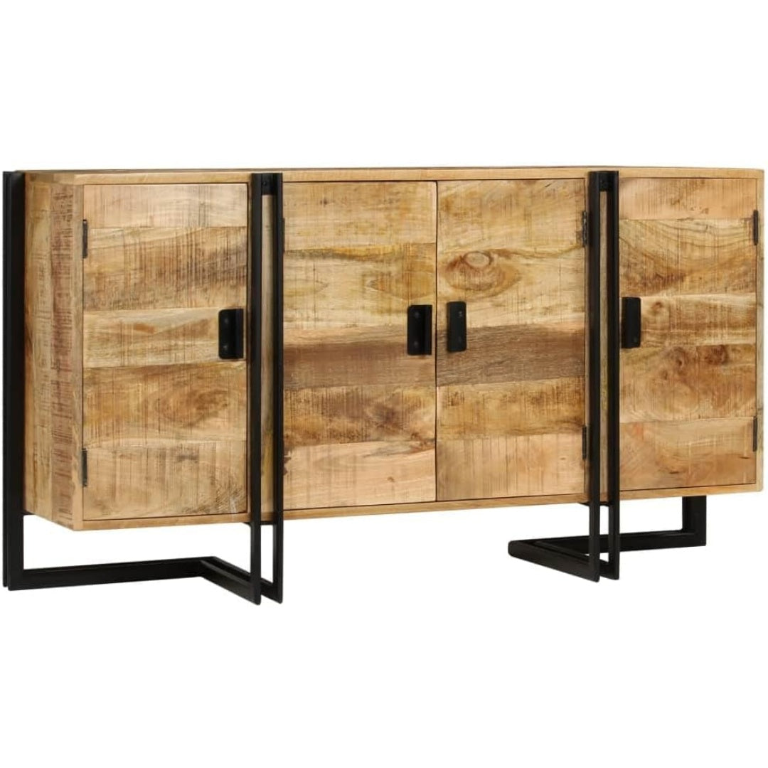 Vitrine aus Massivholz und Mangoholz mit einem Metallgestell