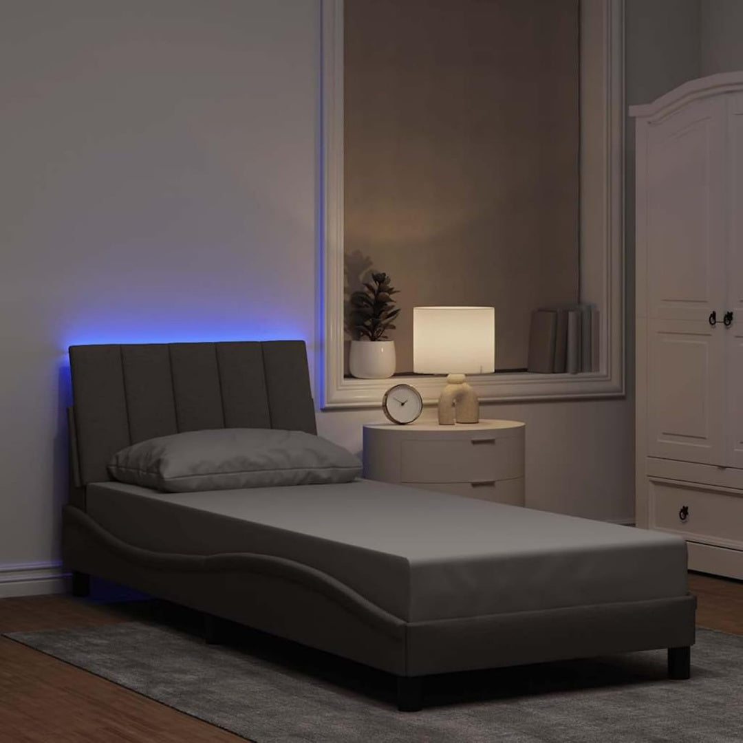 Bettgestell in Taupe mit LED Beleuchtung