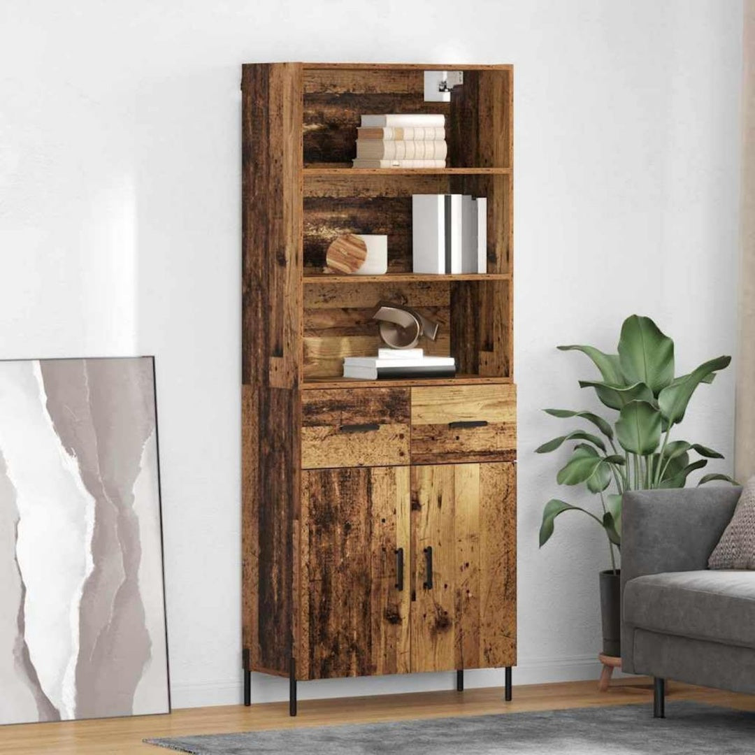 Hochschrank aus Holzwerkstoff zeigt 2 Tueren