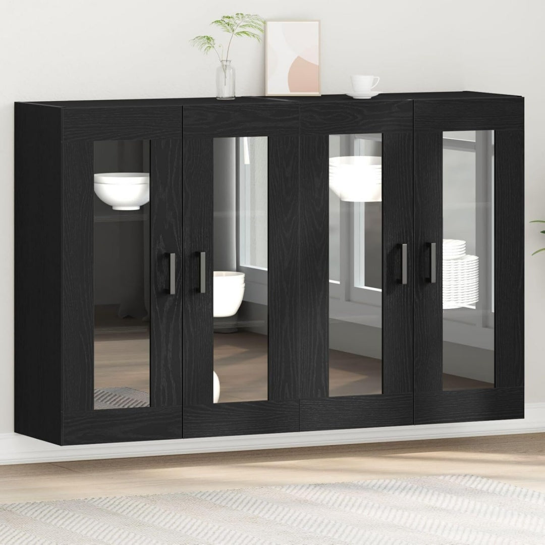 Die Gestaltung von dem Wandschrank wird durch Glas gepraegt
