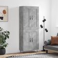 Der Hochschrank misst 69.5 x 34 x 180 cm in Betongrau aus Holzwerkstoff
