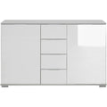 Verstellbare Ablagen an dem Sideboard aus Glas