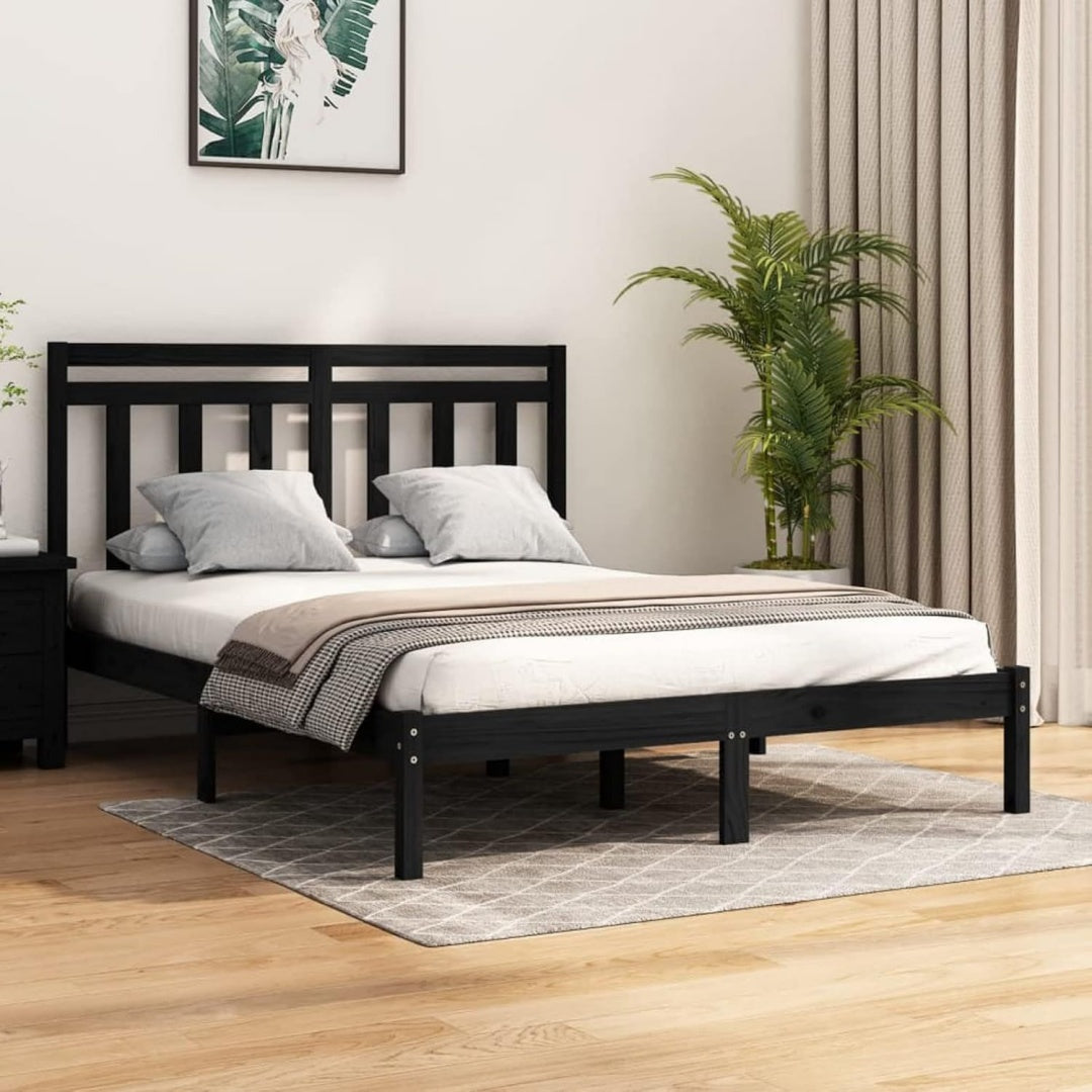 Bettgestell mit den Massen 140 x 190 cm in Schwarz und Naturbraun